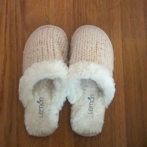 These are light pink slippers by the brand lemon.